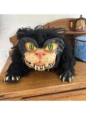 Vtg Paper Magic Group Scary Black Cat 2001 Plush Horror Decor Prop Witch Pet